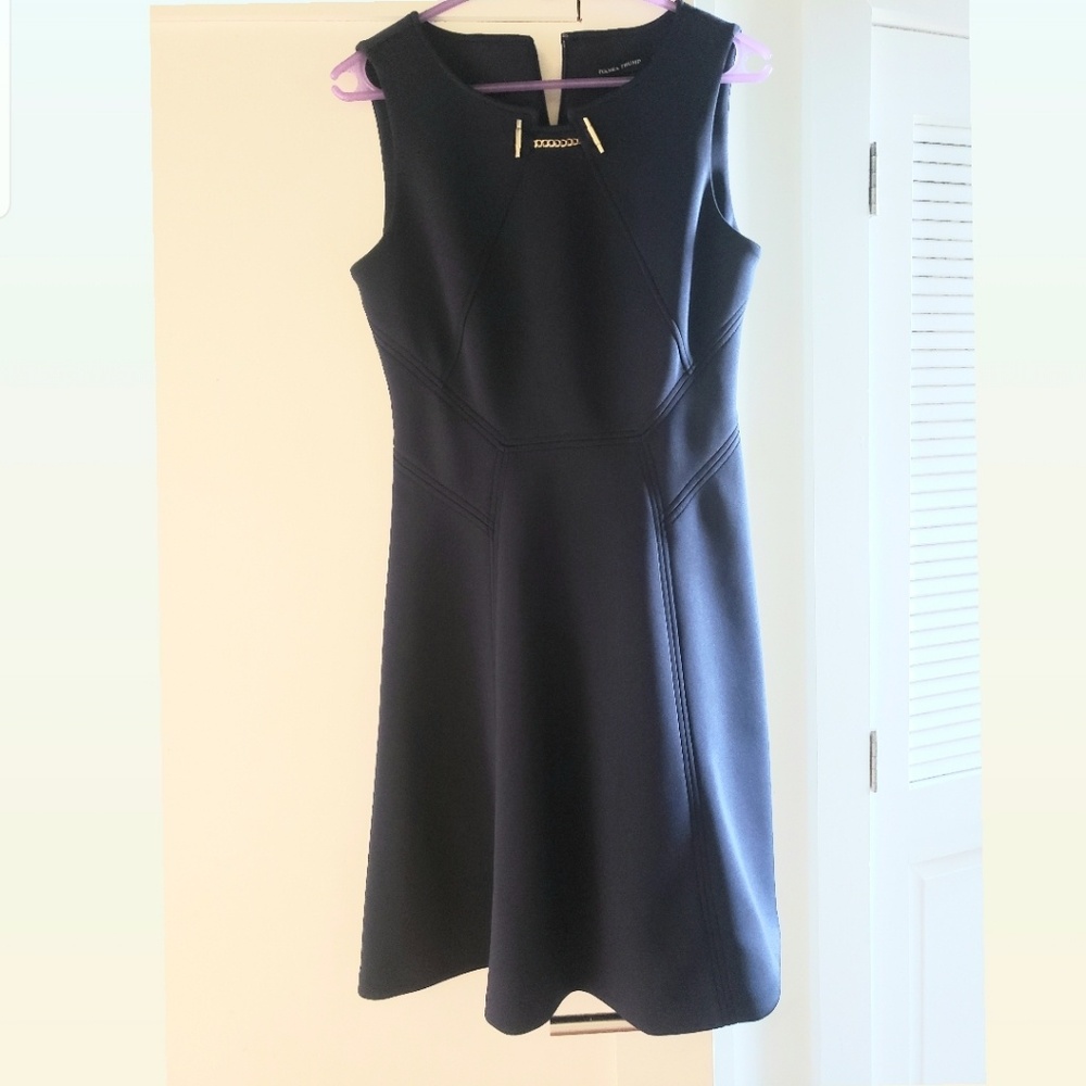 Navy fit and flare dress